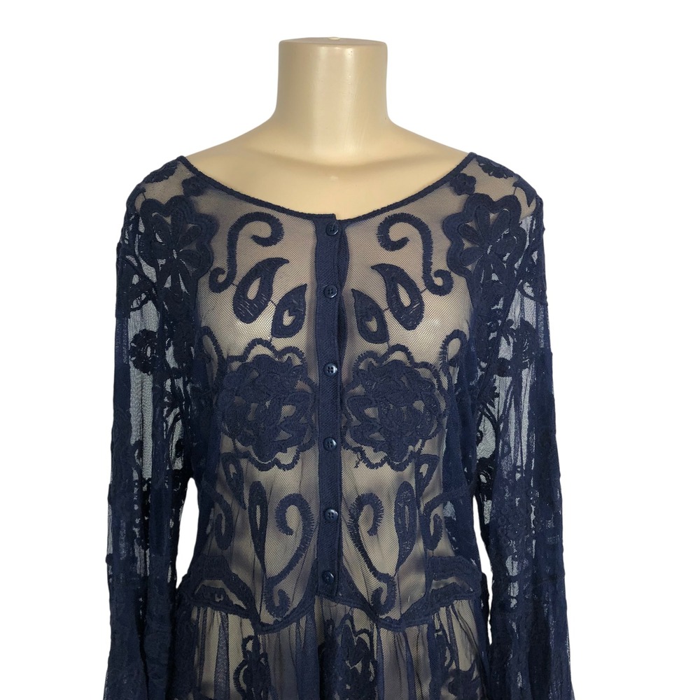 Lane Bryant Sheer Lace Flare Sleeve Babydoll Tunic Top 18/20 Whimsigoth Witchy - Picture 5 of 13